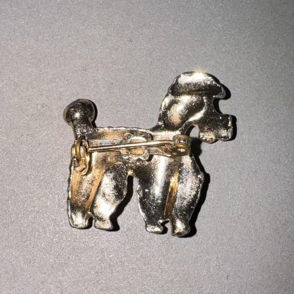 Vintage Poodle Dog Brooch Pin Set - Gold and Pink - Picture 7 of 7